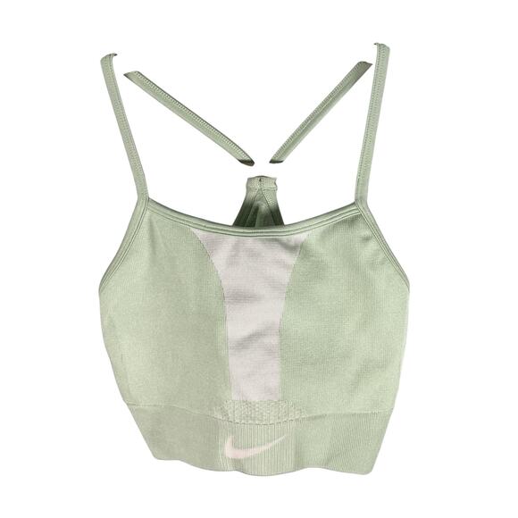 Nike Dri-FIT Seamless Sports Bra Tank Light Green Strappy Back Size XL Active - Picture 1 of 11